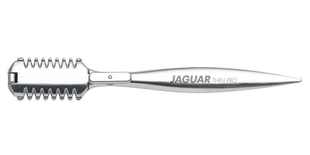 Парикмахерская двусторонняя филировочная бритва JAGUAR THIN PRO металлическая, серебристая 4001  #1
