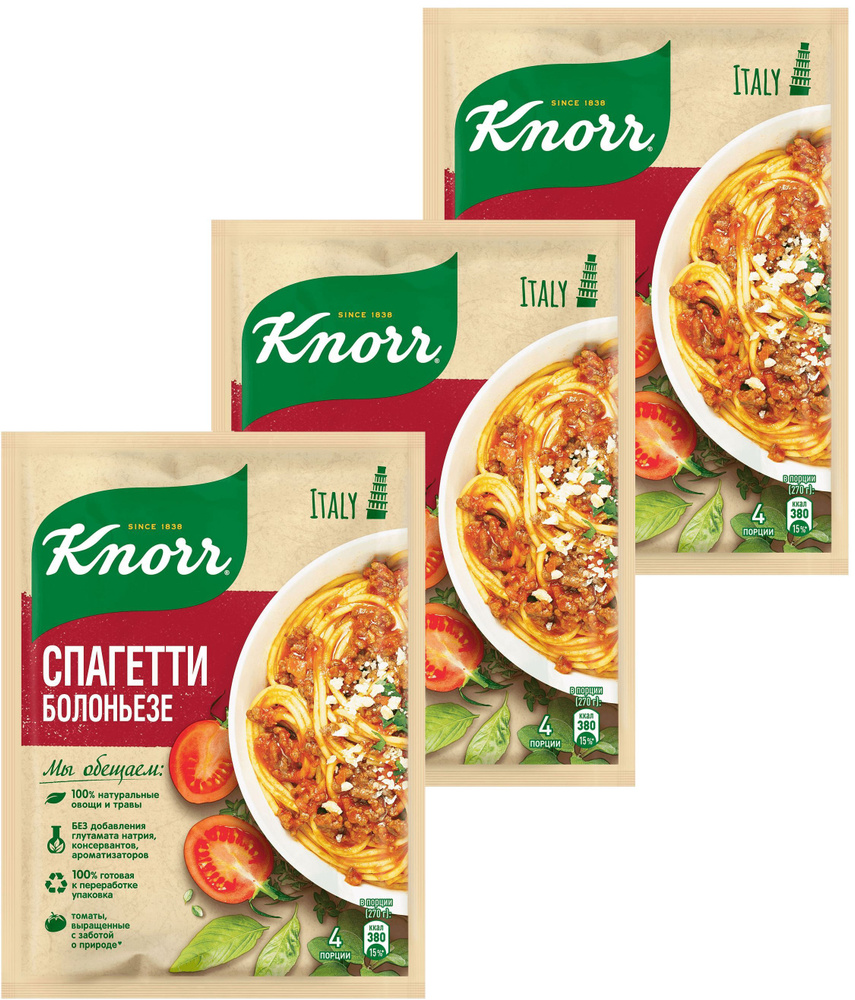 Knorr приправа для приготовления спагетти Болоньезе, насыщенный аромат,  сбалансированный сочетанием спелых томатов и средиземноморских трав, 25 г.  (3 шт.) - купить с доставкой по выгодным ценам в интернет-магазине OZON  (970246534)