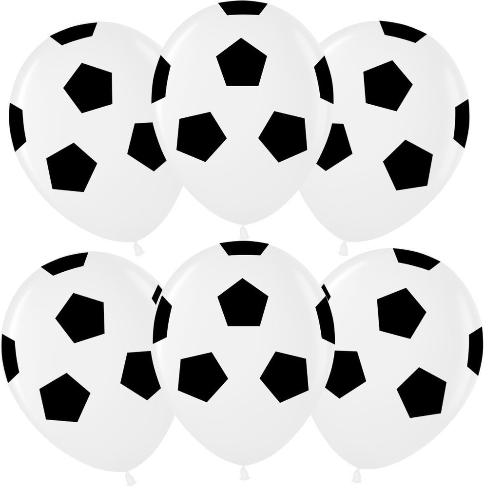 Воздушные шарики /Футбольный мяч, Белый/ размер 12"/30 см, 10шт  #1