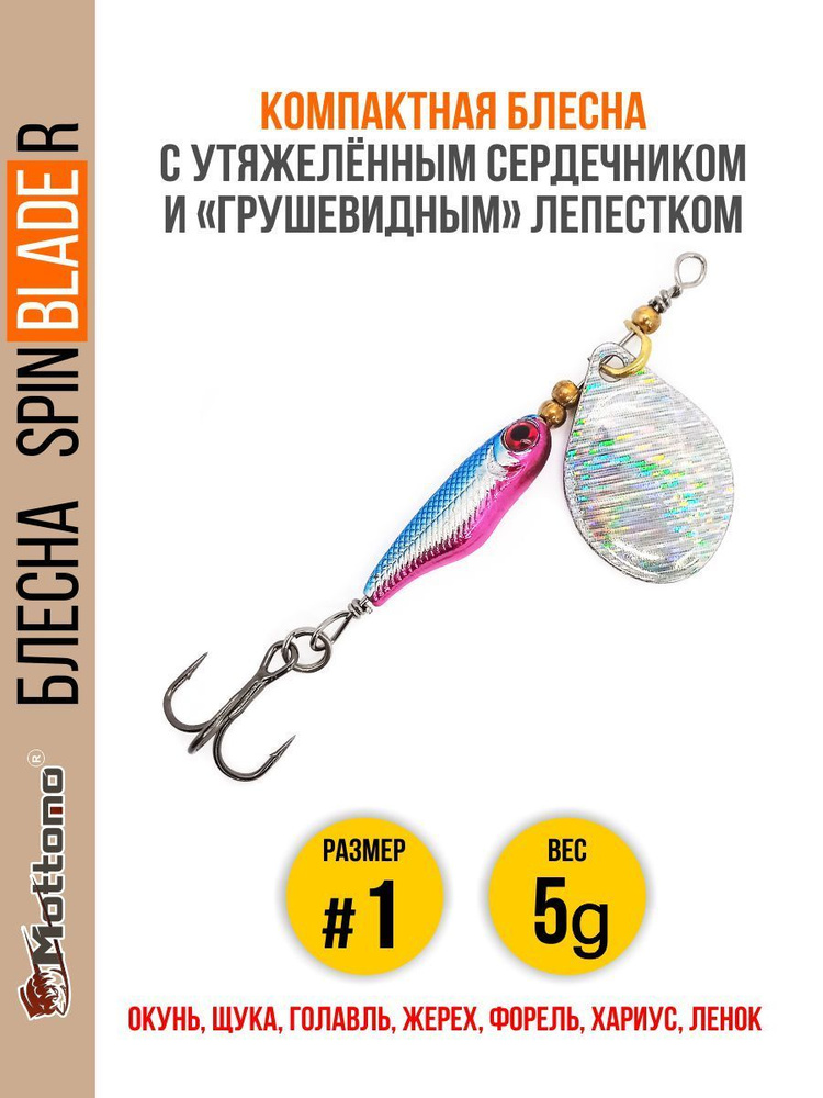 Блесна для рыбалки Spin Blade R #1 5g Silver Silver на окуня голавля щуку  #1