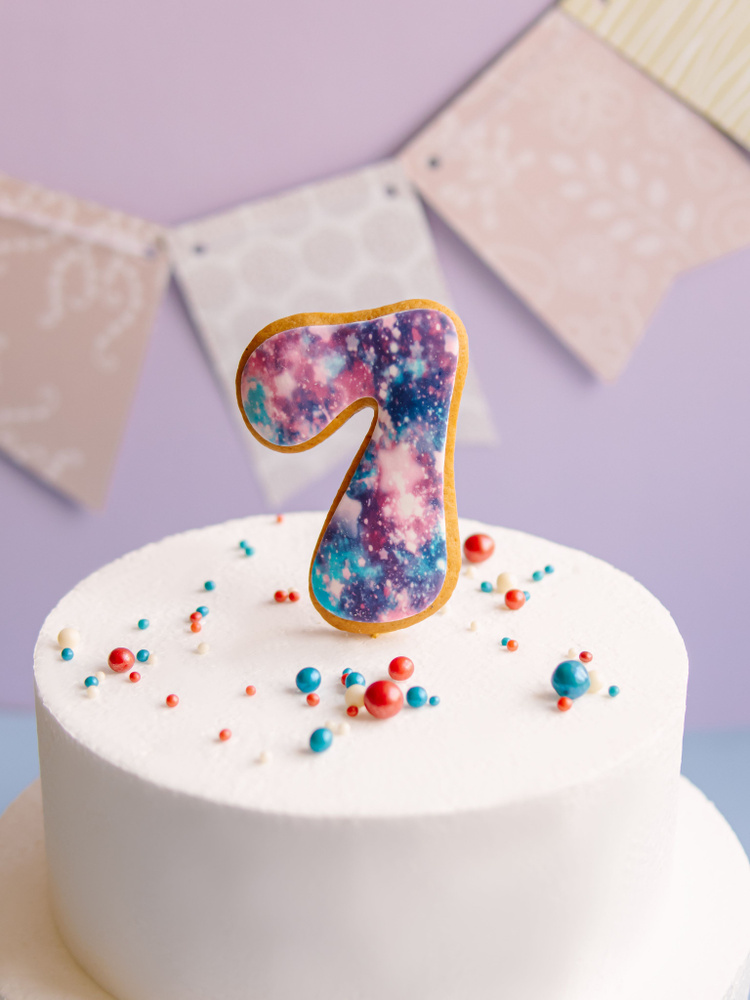 Пряник имбирный, украшение на торт "Цифра 7",топпер на торт  #1