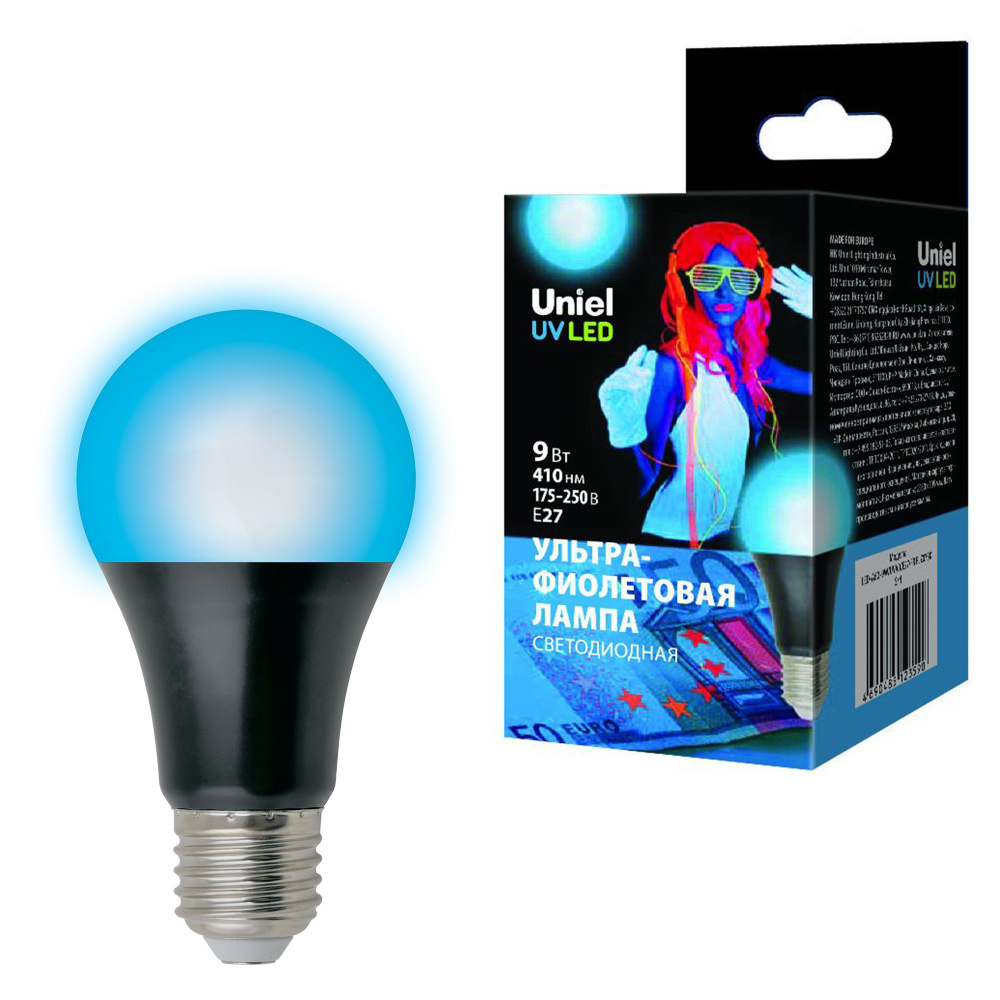 Лампочка, ультрафиолетовая, для дискотек, светодиодная, 9 Вт, Е27, TM Uniel.  #1