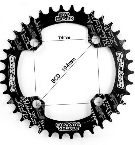 Звезда 38Т (зубов) 104BCD Narrow Wide для системы шатунов велосипеда 32/34/36/38/40  #1