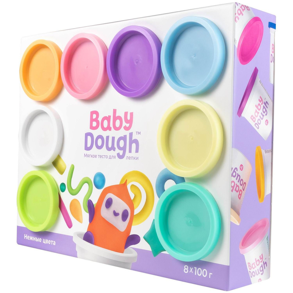 Тесто для лепки BabyDough 8 цветов пастельные #1