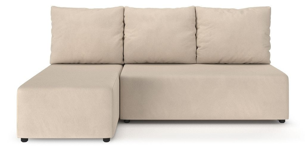 Угловой диван-кровать PUSHE раскладной Каир Lux, левый угол, велюр, бежевый Salsa 003  #1
