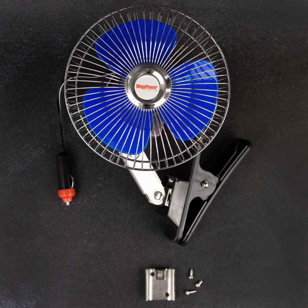 Вентилятор автомобильный в машину от прикуривателя 16см, 12 V MEGAPOWER / Вентилятор для машины в салон #1