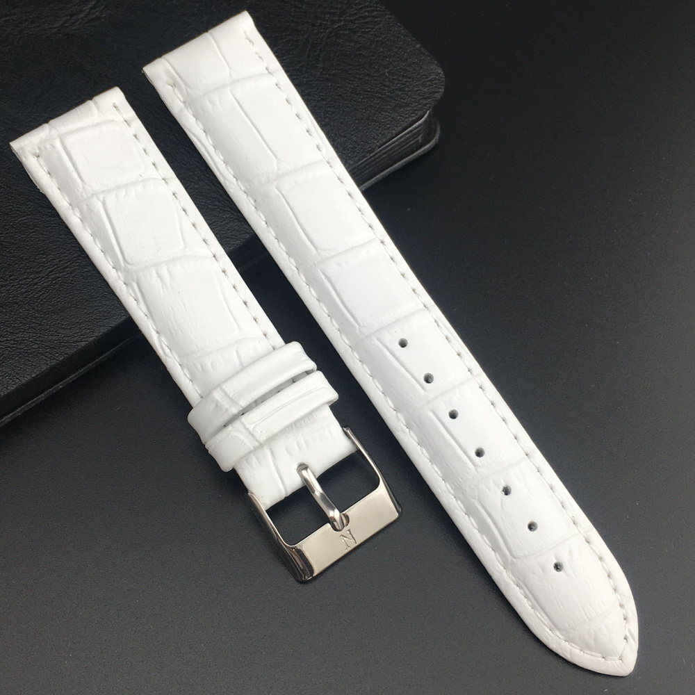 Ремешок для часов кожаный 20 мм белый, под рептилию, Nagata Leather, 1 шт  #1