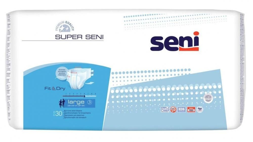 Подгузники для взрослых Super Seni AIR Large (100-150см), 30шт #1