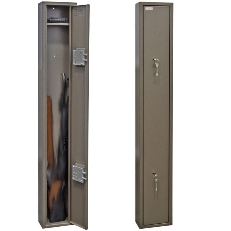 Оружейный сейф шкаф Контур Д-4 на 2 ружья. Макс. высота ружья 1290 мм. 20х12х130 см. Ключевой замок. #1