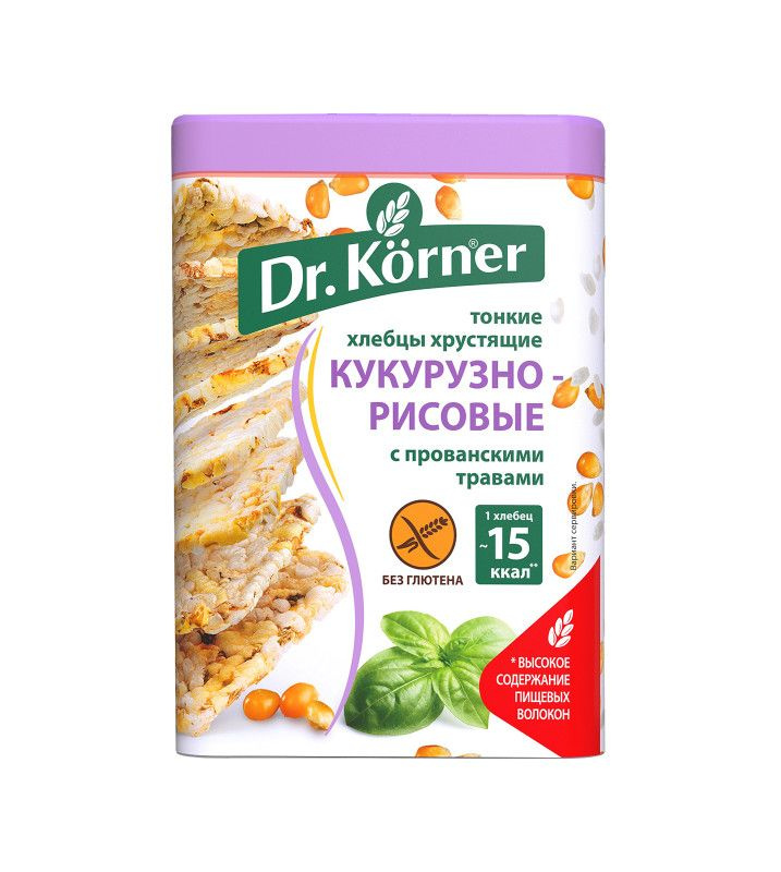Хлебцы Dr.Korner кукурузно-рисовые с прованскими травами без глютена хрустящие, 100г  #1