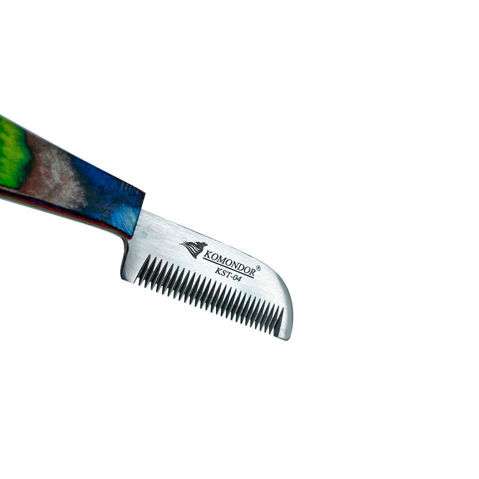 Тримминговочный нож для груминга KOMONDOR KST-04, 12 см (Fine) мелкие частые зубцы 26 шт  #1