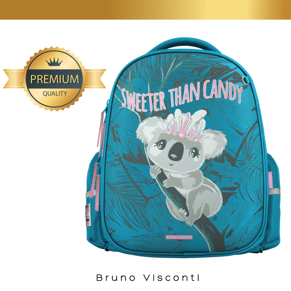 Рюкзак школьный для девочек ортопедический Bruno Visconti "МИЛОТА ЗАШКАЛИВАЕТ.КОАЛА", бирюзовый, 1 класс #1