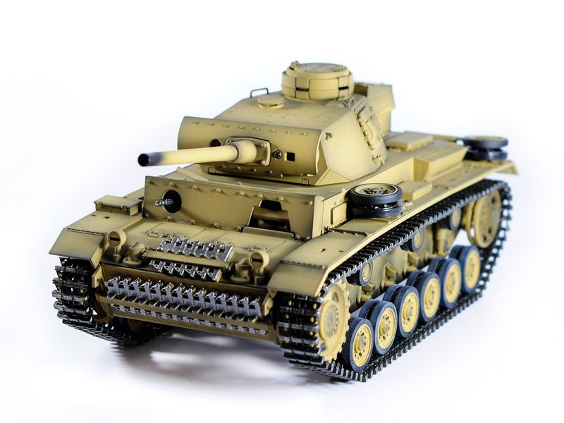 Р/У танк Taigen 1/16 Panzerkampfwagen III (Германия) дым, свет (для ИК боя) V3 2.4G RTR пустыня  #1