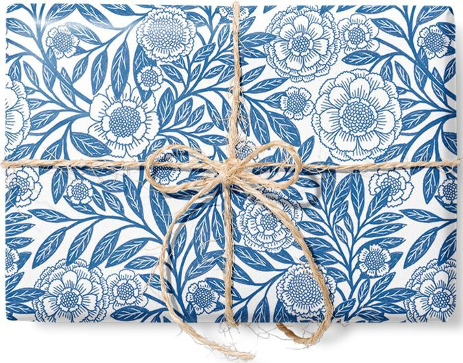 Бумага упаковочная подарочная Цветы синие Красота в Деталях лист 70х100 см  #1
