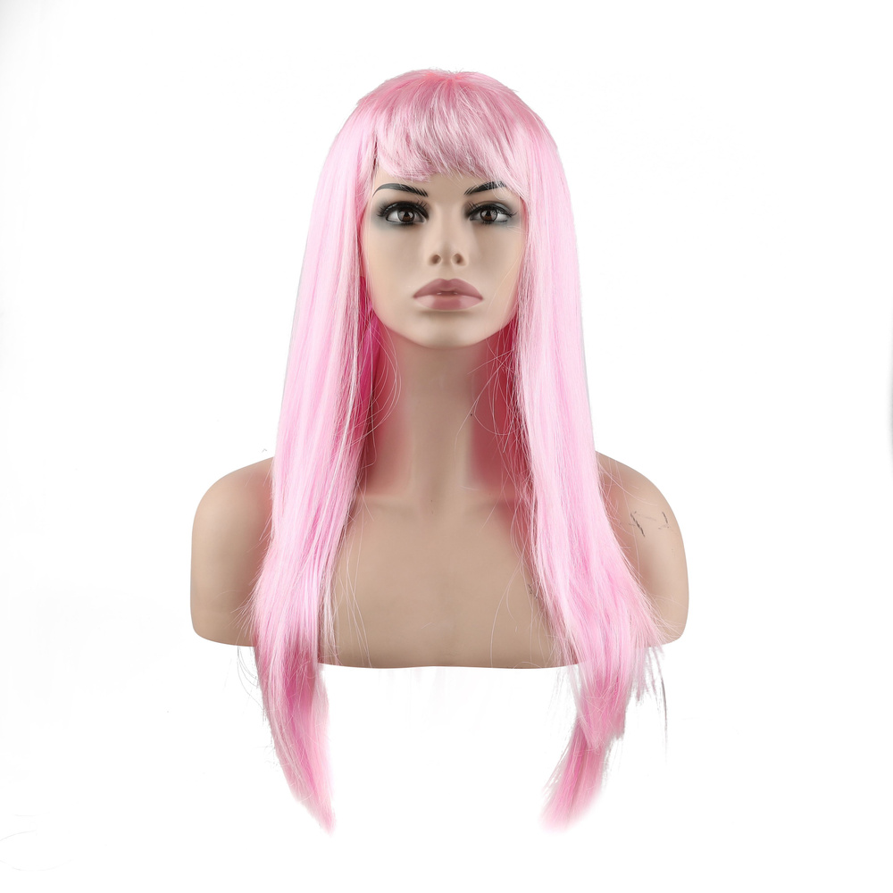 Карнавальный парик, длинные прямые волосы, цвет светло-розовый, 120 г  #1