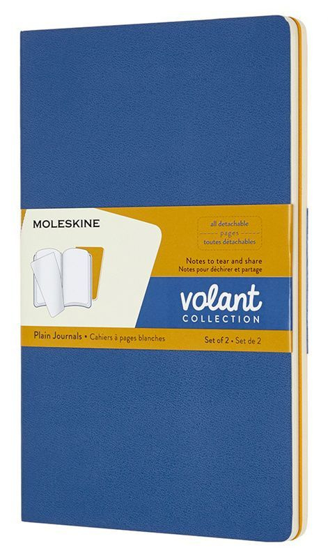 Блокнот Moleskine VOLANT Large 130х210мм 96стр. нелинованный мягкая обложка синий/желтый янтарный (2 #1