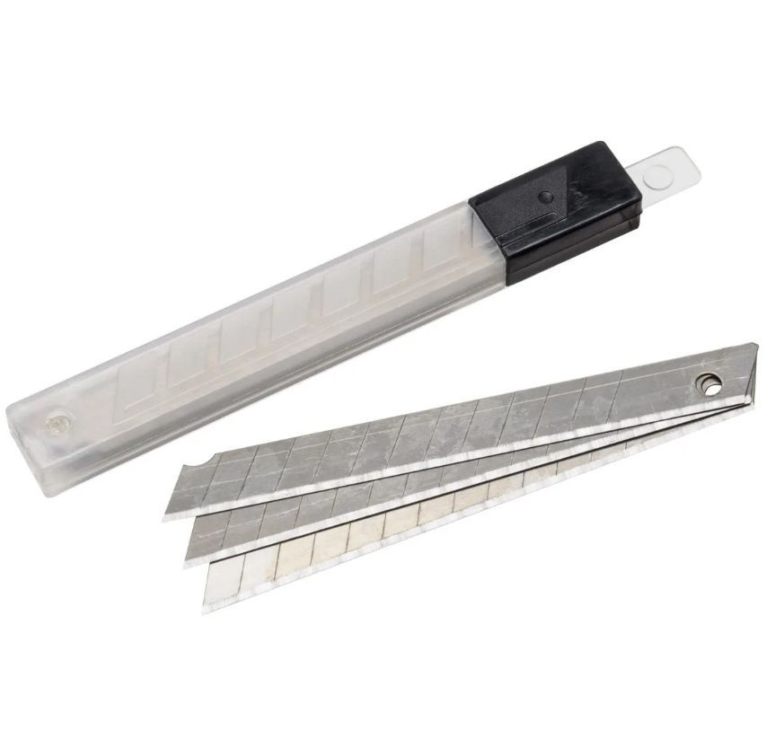 Сменные лезвия для канцелярских ножей 9 мм, в пластиковом пенале 10 ШТ  #1