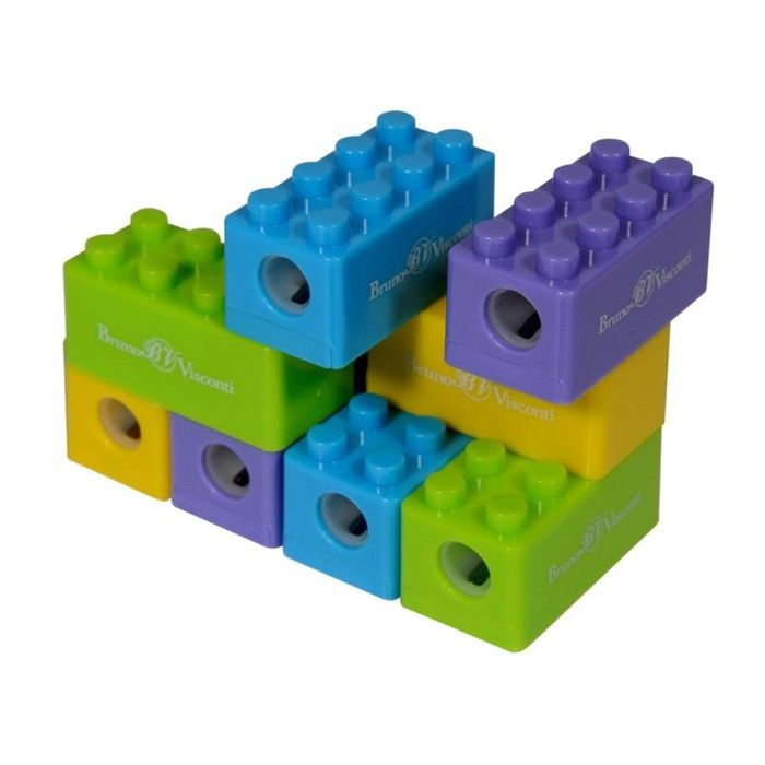 Bruno Visconti Точилка 1 отверстие с контейнером EASYSHARP "Лего", МИКС, 3 штуки  #1
