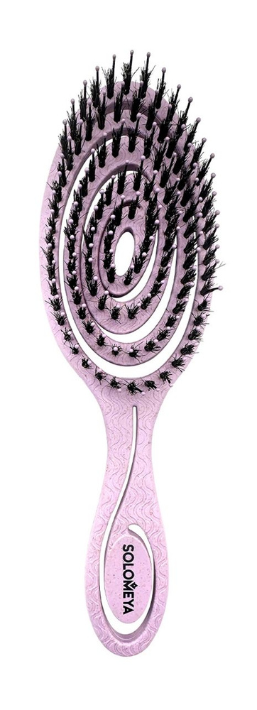 Подвижная био-расческа для волос c натуральной щетиной / Solomeya Detangling Bio Hair Brush Lilac  #1