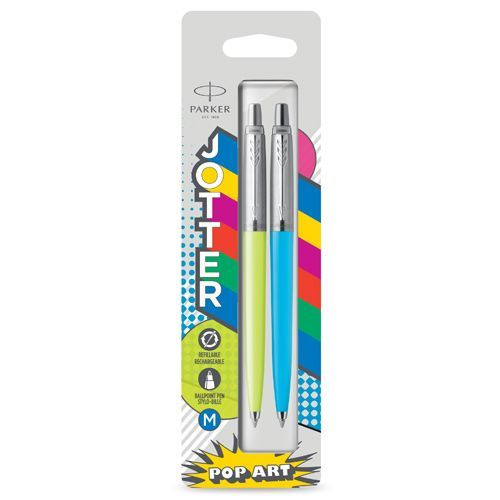 Набор ручек подарочный " Parker " Jotter Pop Art, Lime, Sky Blue 2 шариковые ручки, 1мм, цвет корпуса- #1