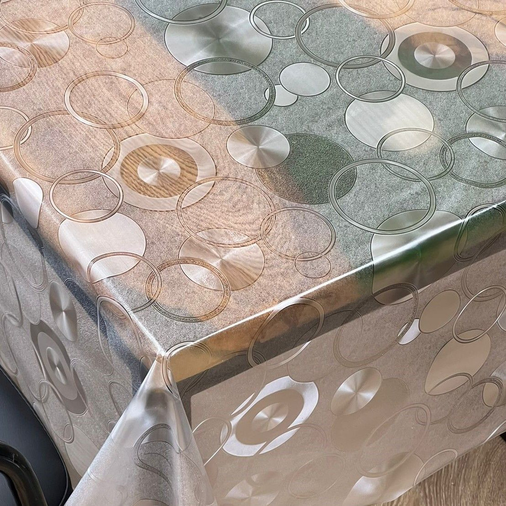 Прозрачная силиконовая скатерть клеенка на стол с рисунком толщина 0,2мм размер 140*140  #1