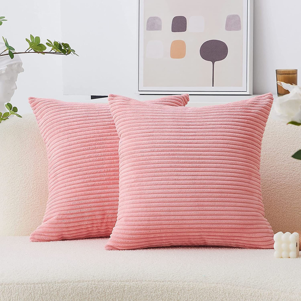 Декоративная наволочка, бархатный чехол на подушку, потайная молния 50х50 cm 2шт розовый  #1