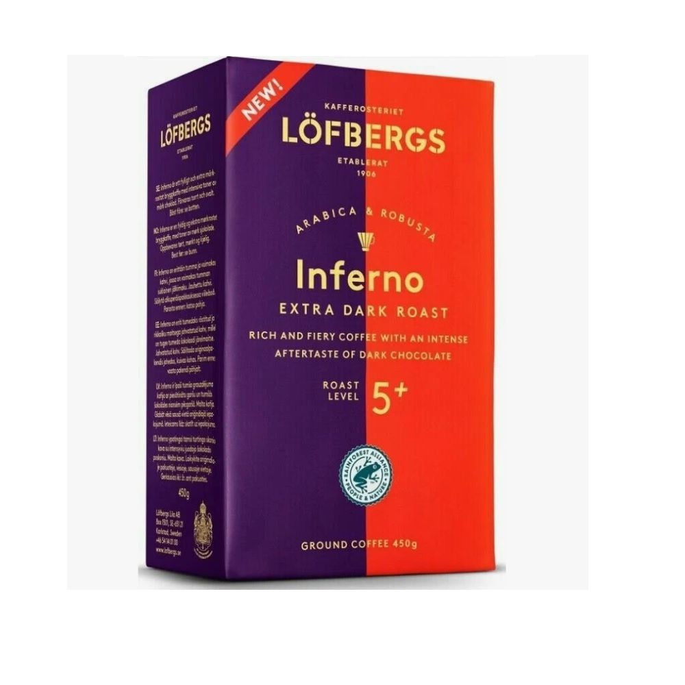 Кофе молотый арабика Lofbergs Inferno extra dark roast (Обжарка №5+), 450 гр  #1