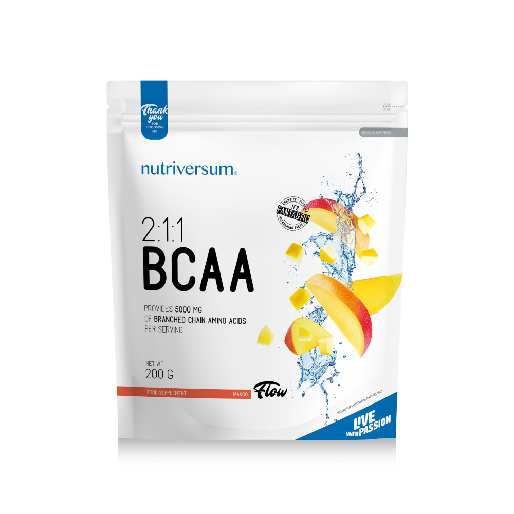 Nutriversum 2:1:1 BCAA Flow (200 g) для ускоренного восстановления и защиты мышц БЦАА Флоу 2:1:1 (Манго) #1