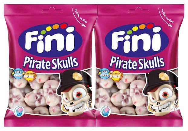 Жевательный мармелад Fini Pirate Skulls с начинкой, 90г x 2шт. Черепа с клубничной начинкой  #1