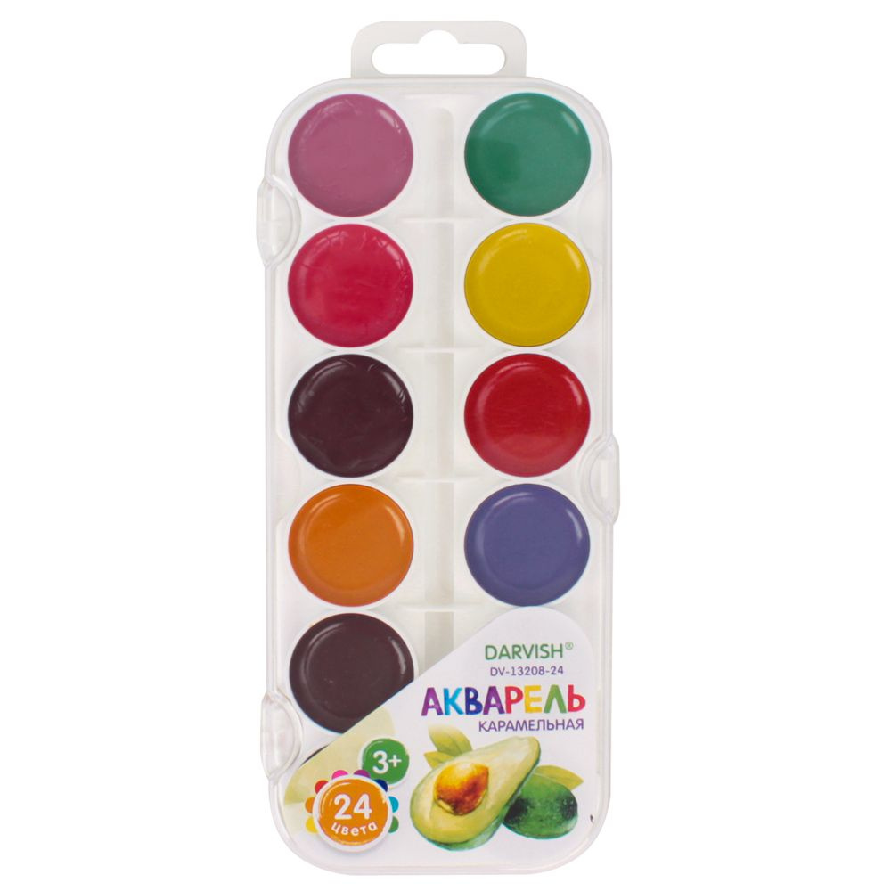 Краски акварельные Darvish "Авокадо", карамельные, 24 цвета #1