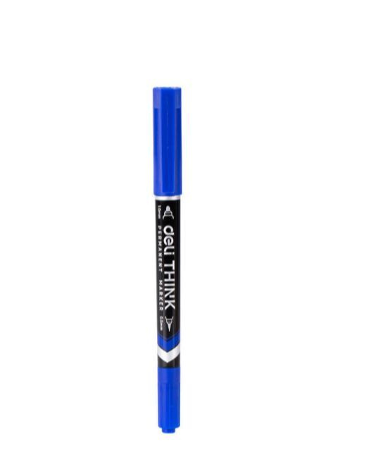 Маркер перманентный двухсторонний тонкий, синий, влагостойкий, линия письма 0,5-1 мм, для различных поверхностей #1