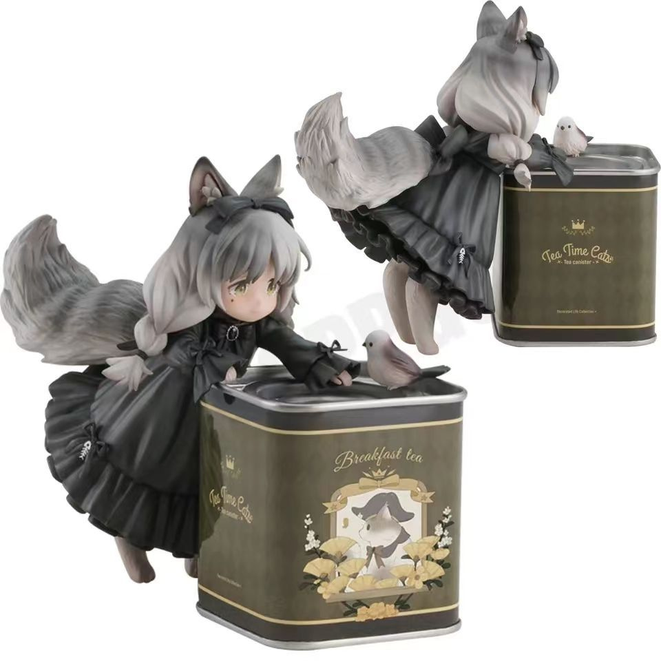 Anime Figure RIBOSE Tea Time Пасторальный кот Q Version 17cm #1