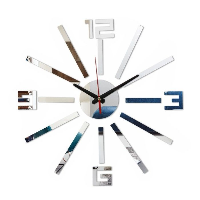 Часы-наклейка, DIY, Лучи, плавный ход, d-40 см, серебро #1