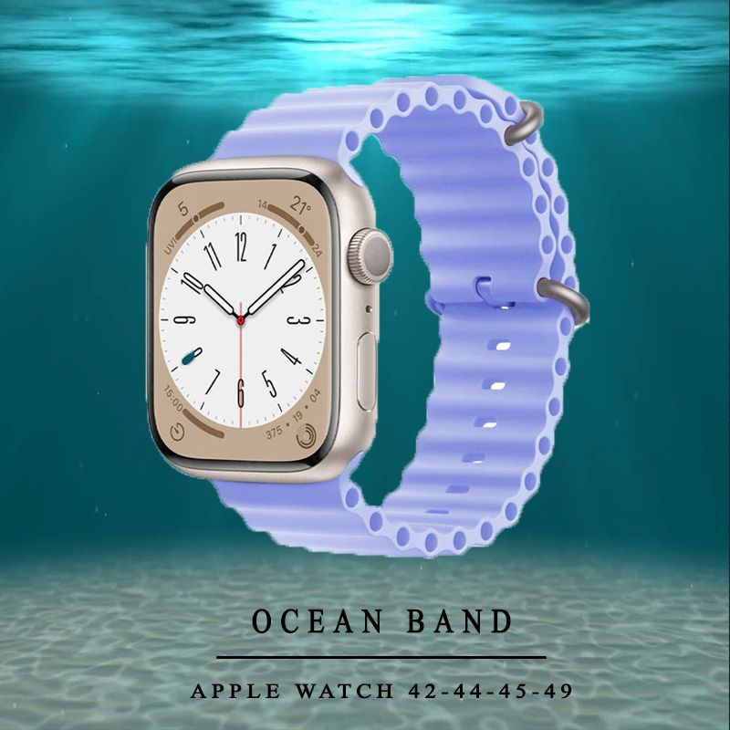 Силиконовый ремешок Ocean Band для smart часов Apple Watch 42 44 45 49 мм / браслет на эпл вотч Apple #1