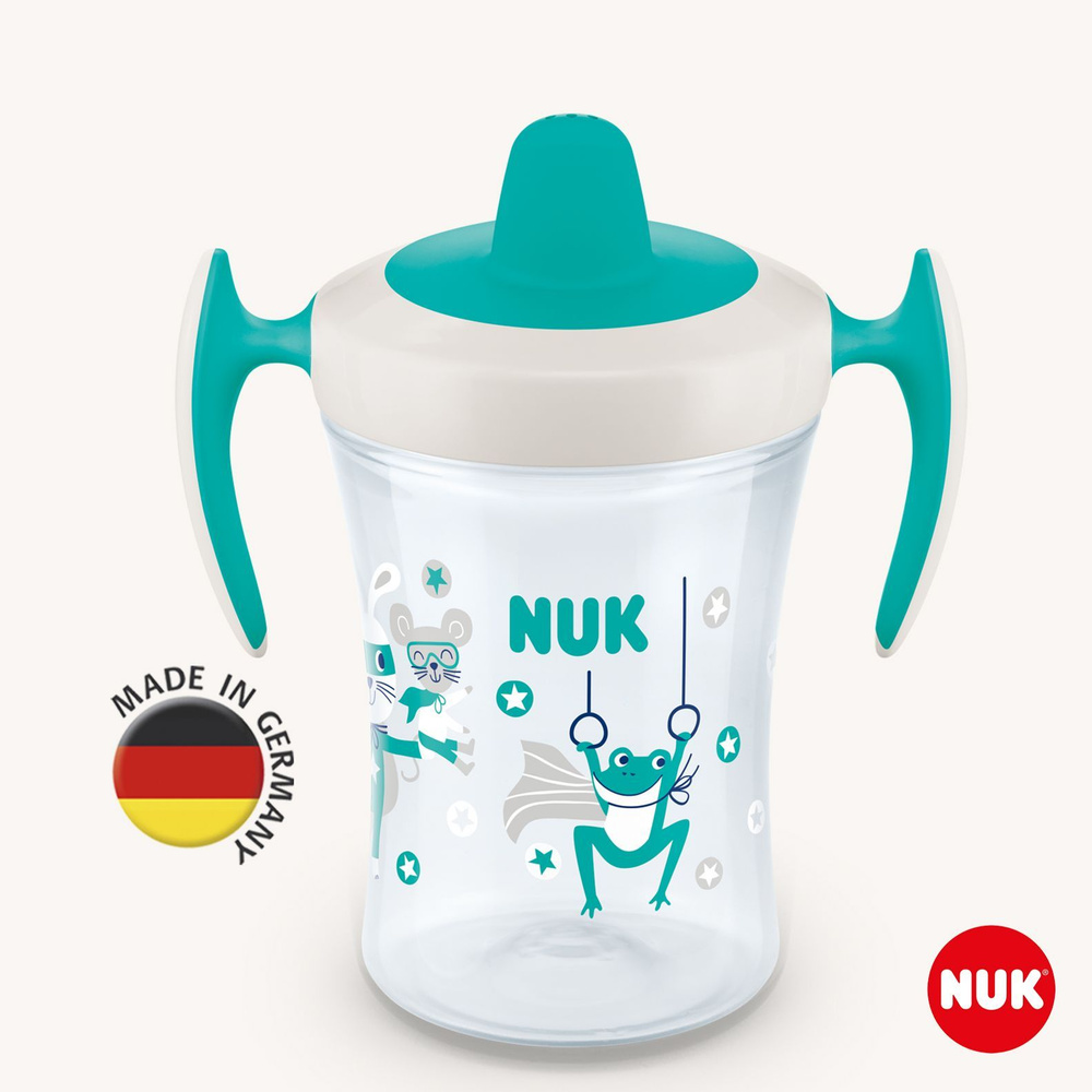 NUK EVOLUTION Поильник TRAINER 230 мл, бирюзовый лягушка #1