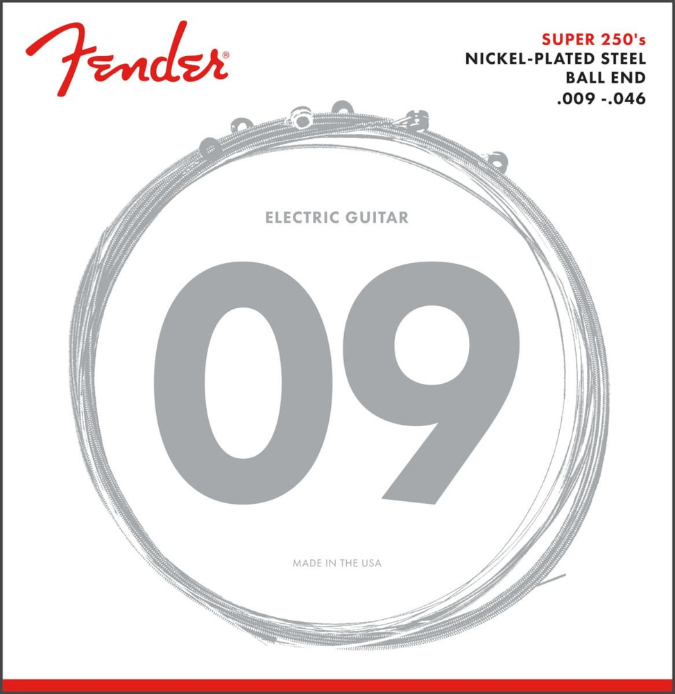 FENDER STRINGS NEW SUPER 250LR NPS BALL END 9-46, струны для электрогитары, стальные с никелевым покрытием #1