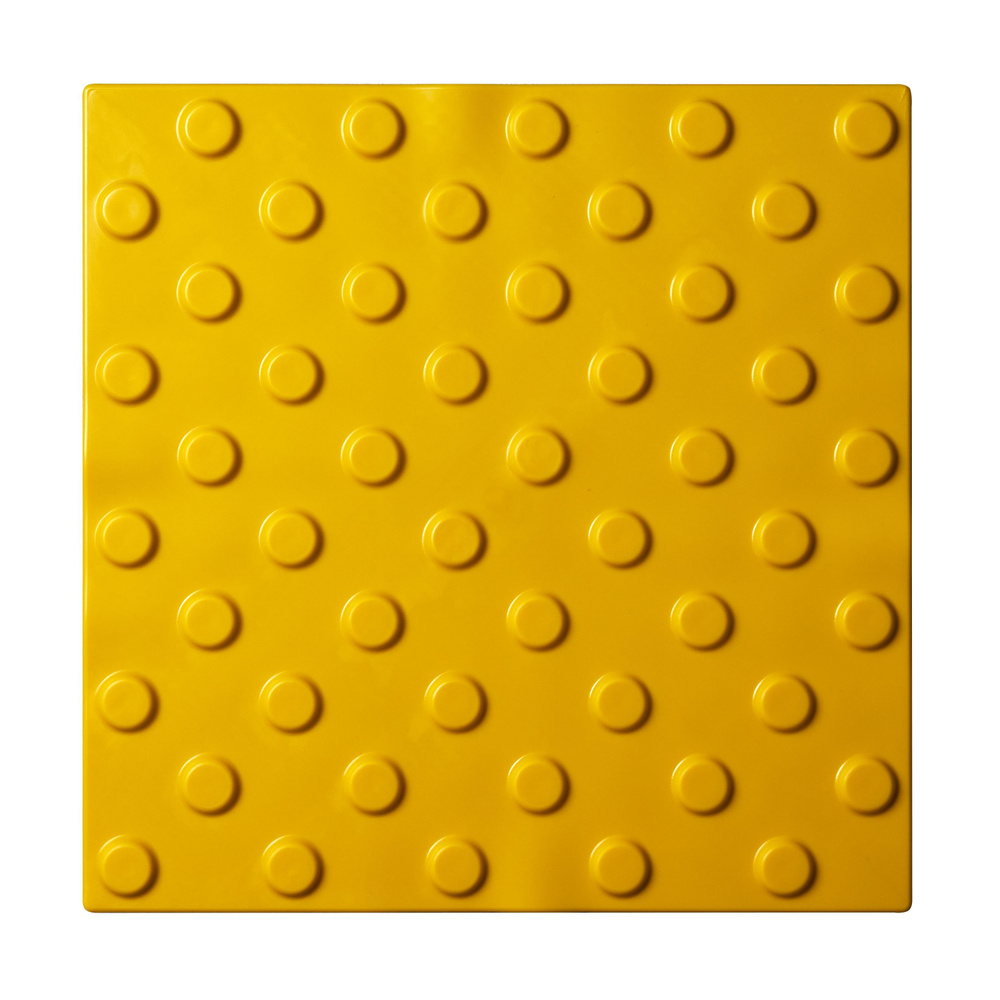 Плитка тактильная (непреодолимое препятствие, конусы шахматные) 300x300х4, ПУ, желтый, 10 шт  #1