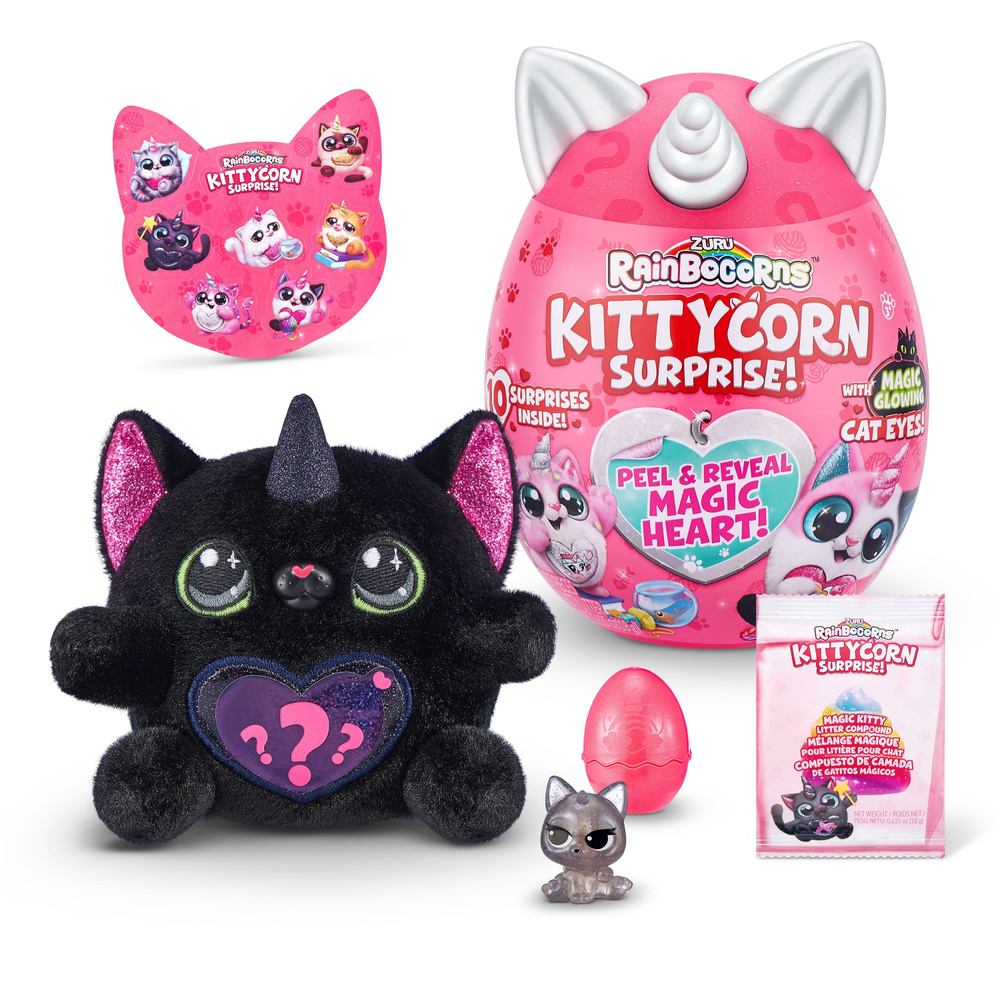 Игровой набор Rainbocorns сюрприз в яйце Kittycorn Surprise плюшевый  котенок, мини питомец, наклейки, слаймсюрприз