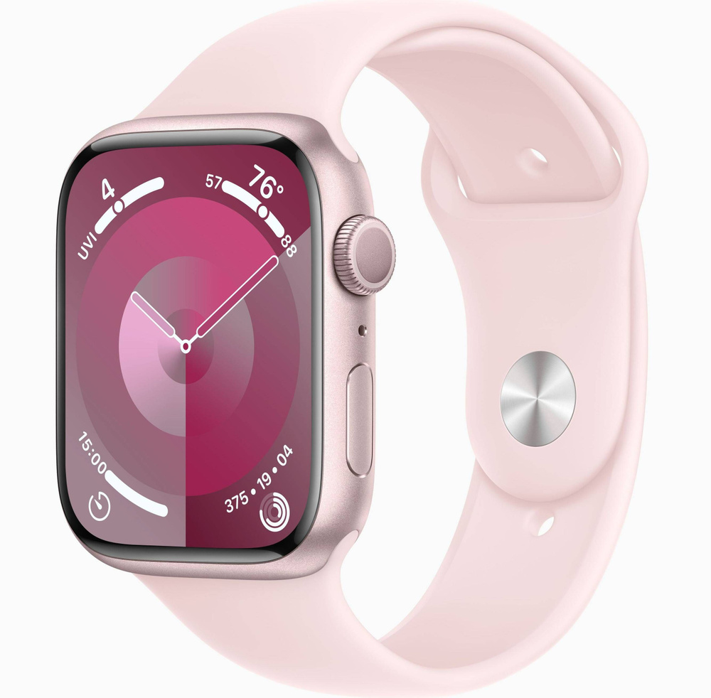 Умные часы Apple Watch Series 9 GPS 45mm Pink Aluminium Case with Light Pink Sport Band - S/M  #1