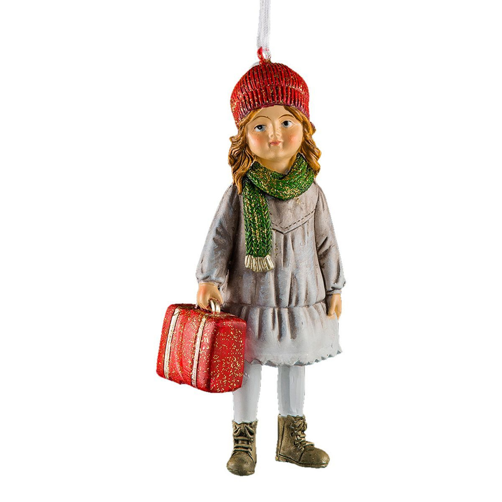 Ёлочная игрушка ErichKrause Decor Девочка с чемоданом в стиле ретро 12см  #1