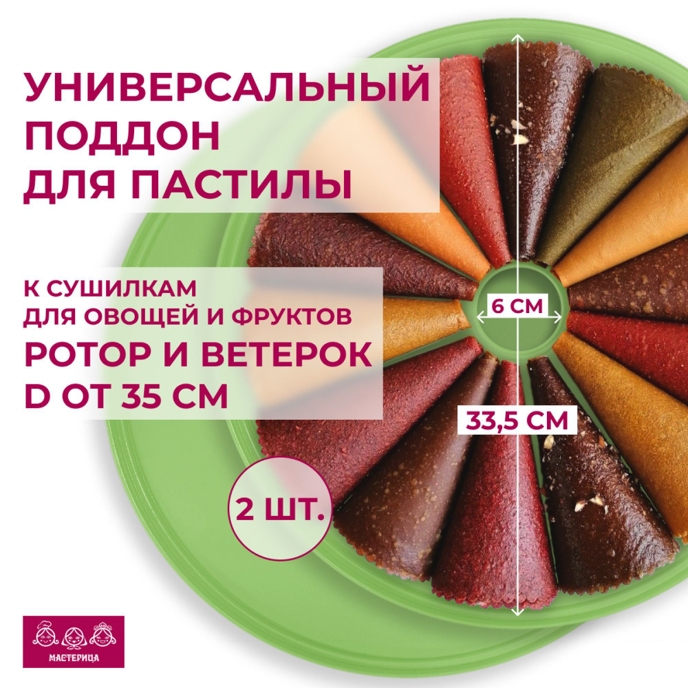 Поддон для пастилы Мастерица PР-0602 зеленый 2шт универс. диаметром 33.5см  #1