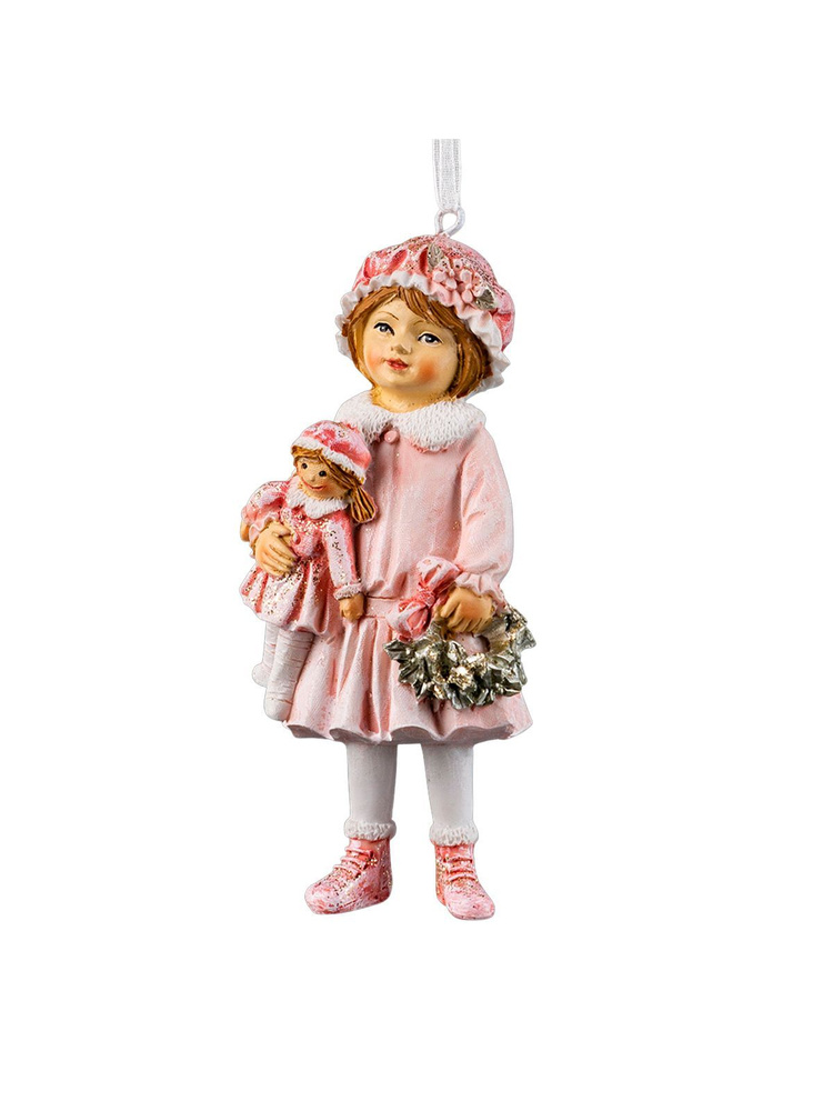 Ёлочная игрушка ErichKrause Decor Девочка с куклой в стиле ретро 10.5см  #1