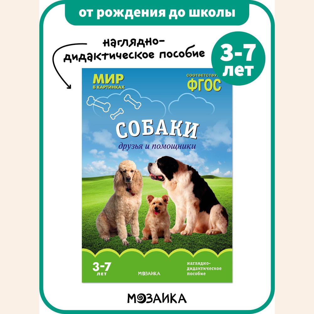 Книга - наглядно-дидактическое пособие для детей. Занятия для дошкольников.  ОТ РОЖДЕНИЯ ДО ШКОЛЫ. Собаки. Друзья и помощники. Мир в картинках. ...