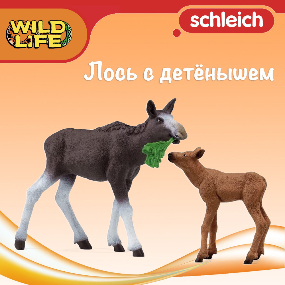 Игровой набор "Лось с детёнышем" Schleich Wild Life/ для детей от 3 лет/ Шляйх 42603  #1