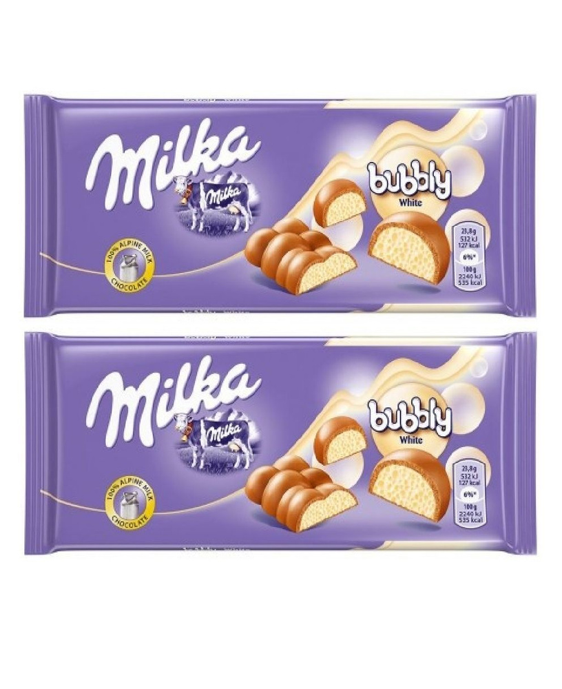 Шоколад Milka Bubbly White, 2 шт по 95г #1