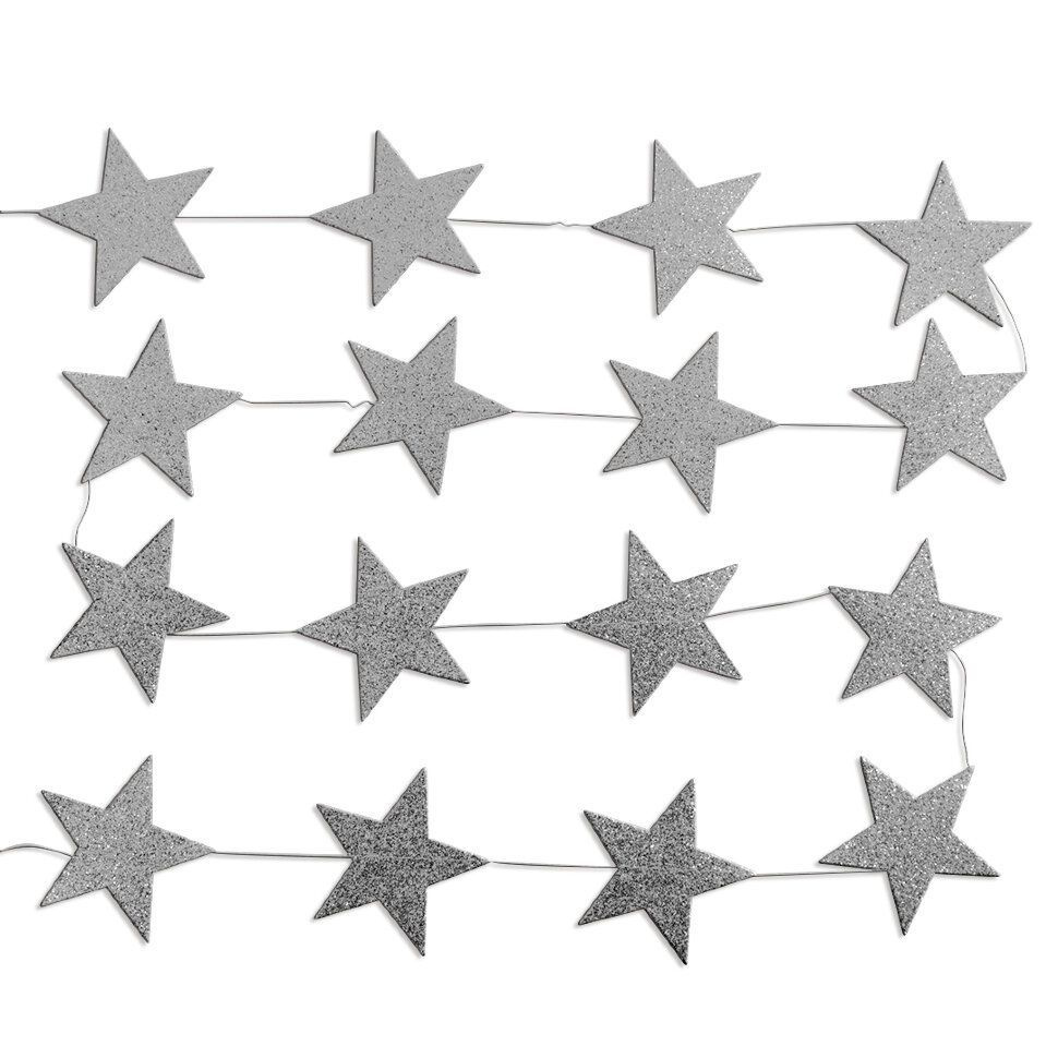 Гирлянда-подвеска Звезда, Серебро, с блестками, 200 см, 7 см*20 шт, 1 упак.  #1
