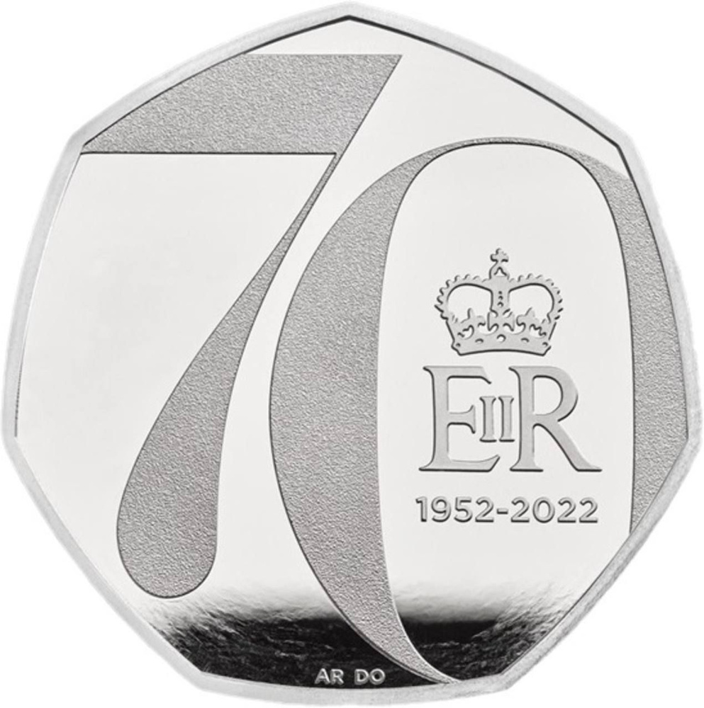 Монета 50 пенсов Платиновый юбилей Ее Величества Королевы. Великобритания 2022 UNC  #1