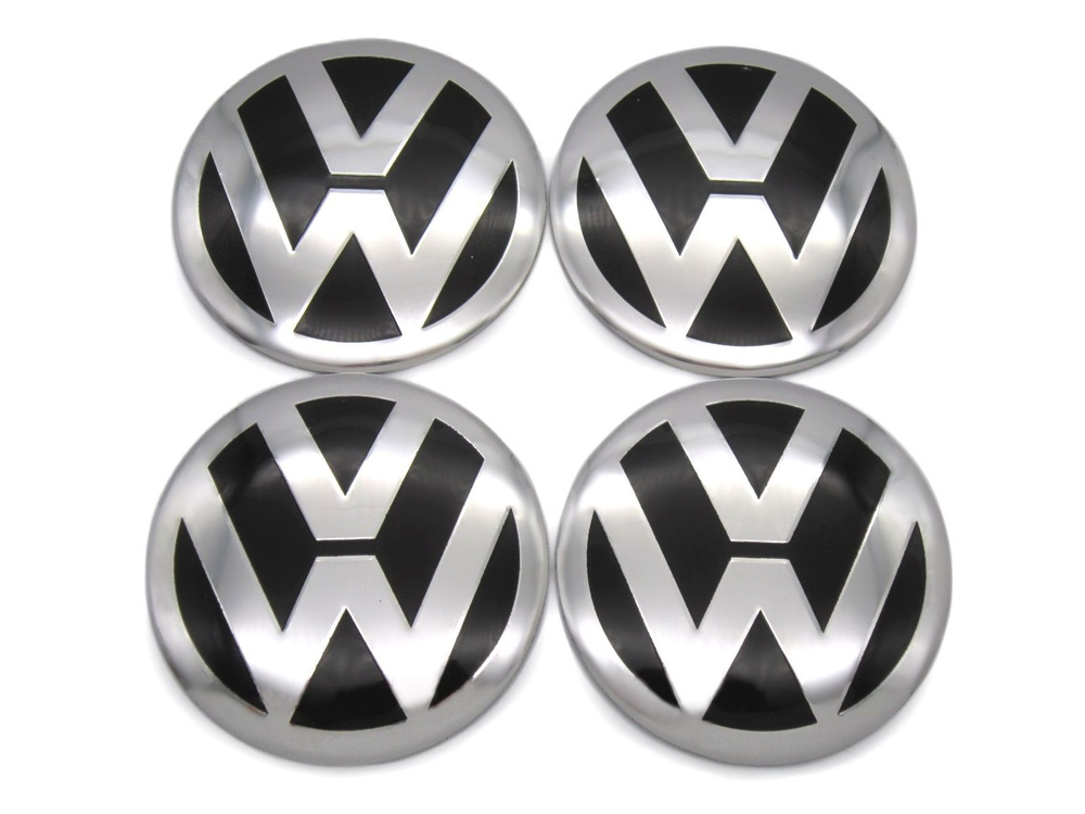 Наклейки на колесные диски Volkswagen full chrome D-70 mm #1