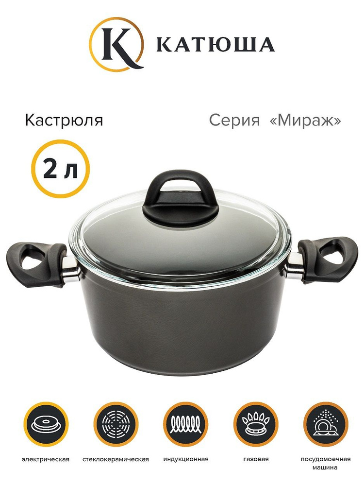 Кастрюля алюм. 18см, 2,0л, Мираж, стек.кр., Катюша, арт.79021-180-13  #1