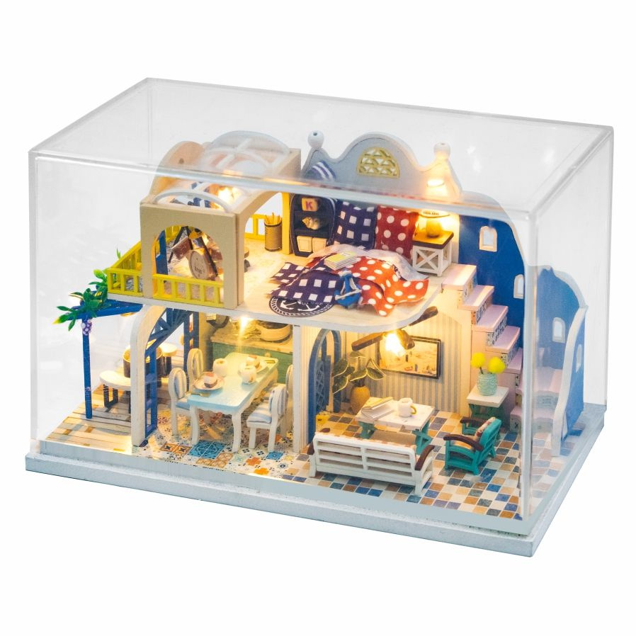 Румбокс интерьерный конструктор Mini House DIY Hobby Day - На чиле S2234 с пылезащитным куполом  #1